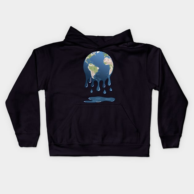 melting earth graphic sublimation Kids Hoodie by Babyborn